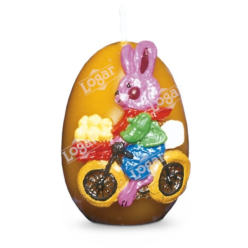 Easter egg candle with rabbit relief
