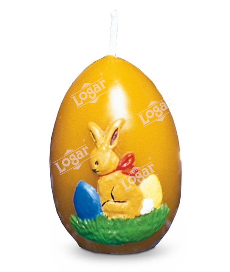 Easter egg candle with rabbit relief