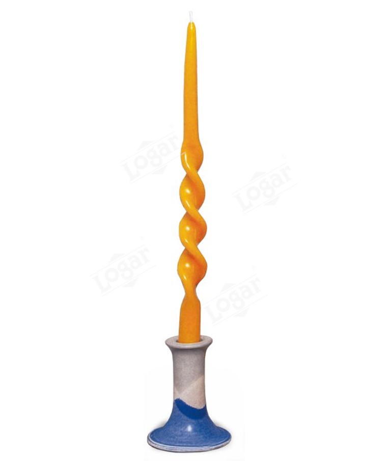 Tall table candle, spiral shaped